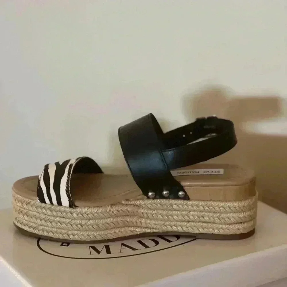 STEVE MADDEN FIFER ZEBRA ESPADRILLE NIB SZ 7.5M
